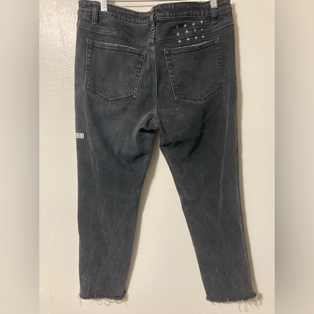 Like new Ksubi slim straight leg raw hem black jeans